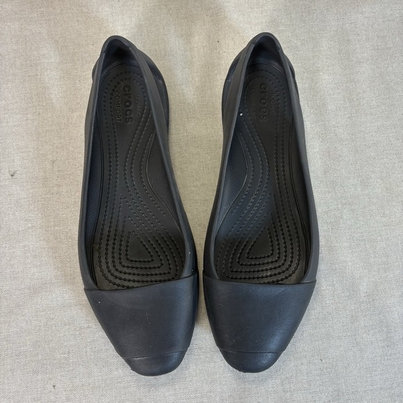 Crocs Shoes Womens 10 Iconic Black Sienna Slip On Flats‎ Ballet Comfort Water - Picture 2 of 7